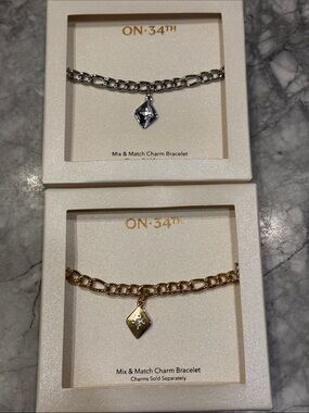 ON·34TH Gold or Silver Mix & Match Charm Chain Bracelet PICK ONE